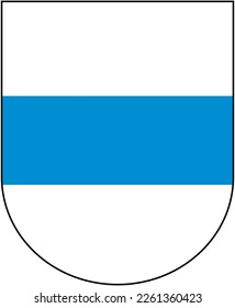 White and blue coat of arms of Swiss Canton Zug. Illustration made February 12th, 2023, Zurich, Switzerland.