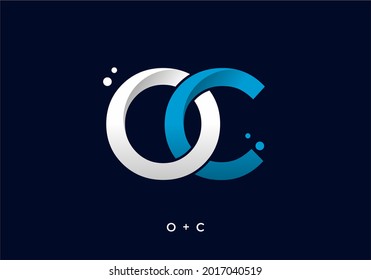 White blue color of OC initial letter design