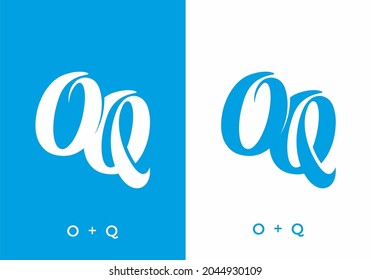 Weiße und blaue Farbe des OQ-Anfangsbuchstabendesigns