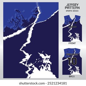 Branco azul rachaduras terra padrão design, ilustração, fundo têxtil para t-shirt de esportes, camisa camisa de futebol mockup para clube de futebol.