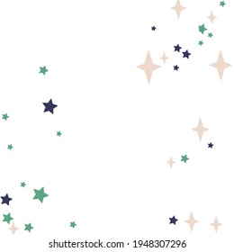 White Blue Dark Stars Green Background. Mystery Emerald Color Sky Purple Ornament. Pink New Year Night Four-pointed Magic Background. Pastel Santa Winter Christmas Holiday Print Wallpaper.