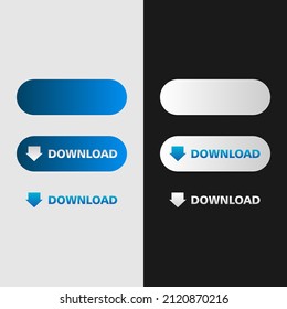 White and blue download button in neomorphism style. Easy editable vector isolated illustration.