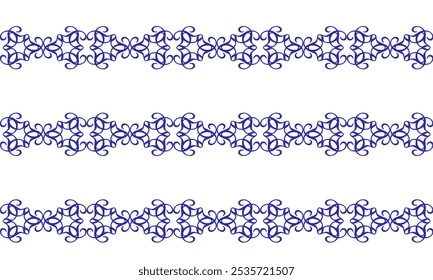 branco e azul desenho flor horizontal tira como padrão de repetição no fundo azul, vetor, imagem de padrão repleta projetado para impressão de tecido Checkerboard