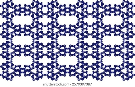 white and blue drawing flower horizontal strip as repeat pattern on blue background, vector, replete pattern image designed for fabric printing Checkerboard, grid block