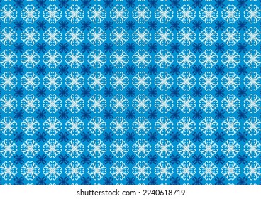 flor de dibujo blanco y azul como patrón de repetición sobre fondo azul, vector, imagen de patrón repleto diseñada para impresión de tela