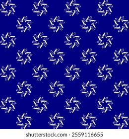 white and blue drawing flower as repeat pattern on blue background, vector, replete pattern image designed for fabric printing, louis vintage