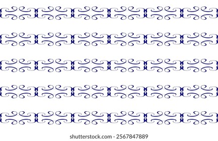 white and blue drawing vintage horizontal strip as repeat pattern on blue background, vector, replete pattern image designed for fabric printing Checkerboard