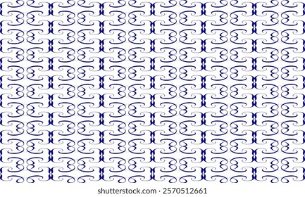 white and blue drawing vintage horizontal strip as repeat pattern on blue background, vector, replete pattern image designed for fabric printing Checkerboard