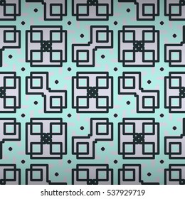 White with blue fancy seamless pattern in labyrinth style.