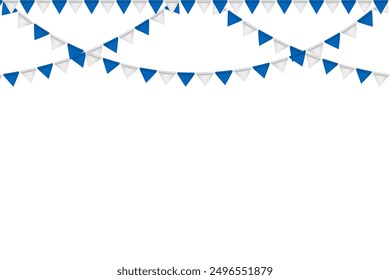 White Blue Flag Garland Isolated Background.