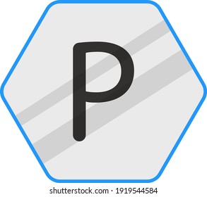 Símbolo de estacionamiento plano azul blanco Concepto Vector Icono Diseño, Banqueta de rótulo de natación hexagonal de natación ilustración material