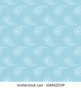 White and blue floral ornamental design. Seamless pattern for textile and wallpapers