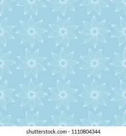 White and blue floral ornamental design. Seamless pattern for textile and wallpapers