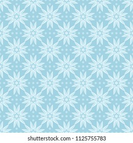 White and blue floral ornamental design. Seamless pattern for textile and wallpapers