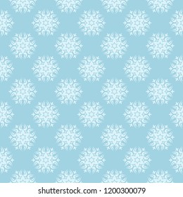 White and blue floral ornamental design. Seamless pattern for textile and wallpapers