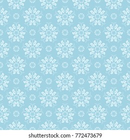 White and blue floral ornamental design. Seamless pattern for textile and wallpapers