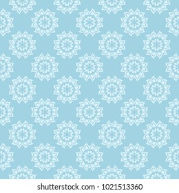 White and blue floral pattern. Seamless ornament for textile and wallpapers