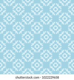 White and blue floral pattern. Seamless ornament for textile and wallpapers