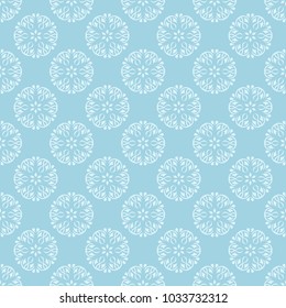 White and blue floral pattern. Seamless ornament for textile and wallpapers