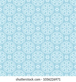 White and blue floral pattern. Seamless ornament for textile and wallpapers