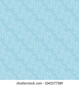 White and blue floral pattern. Seamless ornament for textile and wallpapers