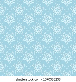 White and blue floral pattern. Seamless ornament for textile and wallpapers