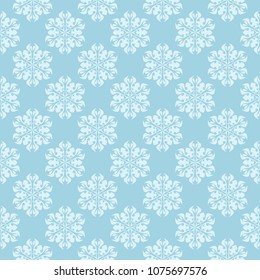 White and blue floral pattern. Seamless ornament for textile and wallpapers