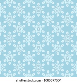 White and blue floral pattern. Seamless ornament for textile and wallpapers