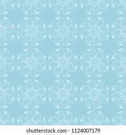 White and blue floral pattern. Seamless ornament for textile and wallpapers