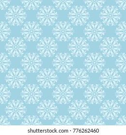 White and blue floral pattern. Seamless ornament for textile and wallpapers