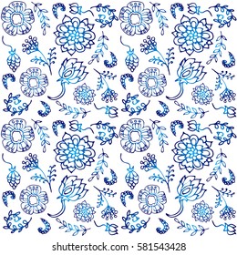 white blue floral vector texture, painted flowers, wedding card, vintage style