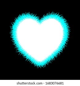 White and blue fluffy heart. Isolated vector illustration. Use for printing, posters, T-shirts, textile drawing, print pattern.