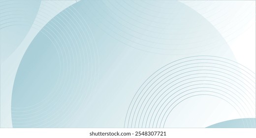 Fondo abstracto geométrico azul blanco con círculos superpuestos, Vector ilustrasi.