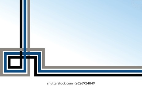 Fundo geométrico branco e azul. Plano de fundo abstrato de linha com gradação azul. Fundo simples.
