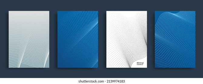 White and blue geometric cover design. Abstract dot lines texture for flyers, poster, brochures.