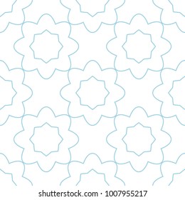 White and blue geometric ornament. Seamless pattern for web, textile and wallpapers