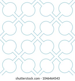 White and blue geometric ornament. Seamless pattern for web, textile and wallpapers