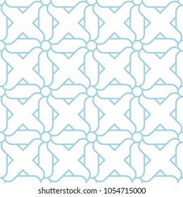 White and blue geometric ornament. Seamless pattern for web, textile and wallpapers