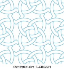White and blue geometric ornament. Seamless pattern for web, textile and wallpapers
