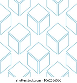 White and blue geometric ornament. Seamless pattern for web, textile and wallpapers