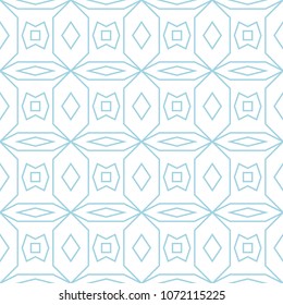White and blue geometric ornament. Seamless pattern for web, textile and wallpapers
