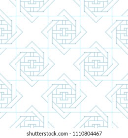 White and blue geometric ornament. Seamless pattern for web, textile and wallpapers