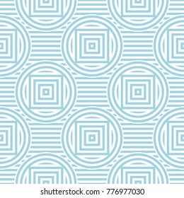 White and blue geometric ornament. Seamless pattern for web, textile and wallpapers