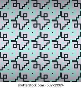 White with blue geometric seamless pattern background in labyrinth style. Tangled mosaic repeatable backdrop.