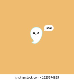 White Blue Ghost Speech Bubble Boo Halloween Card Background Vector Design