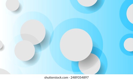 White blue glossy circles abstract minimal geometric background. Vector tech design
