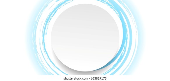 Fondo de la etiqueta del marco de círculo gris blanco y azul. Diseño de banderín vector corporativo