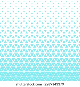 White blue halftone triangles pattern. Abstract geometric gradient background. Vector illustration.