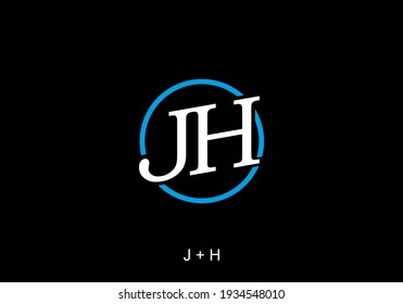 White blue of JH initial letter design