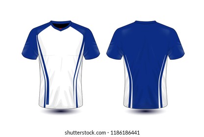 White and blue layout e-sport t-shirt design template